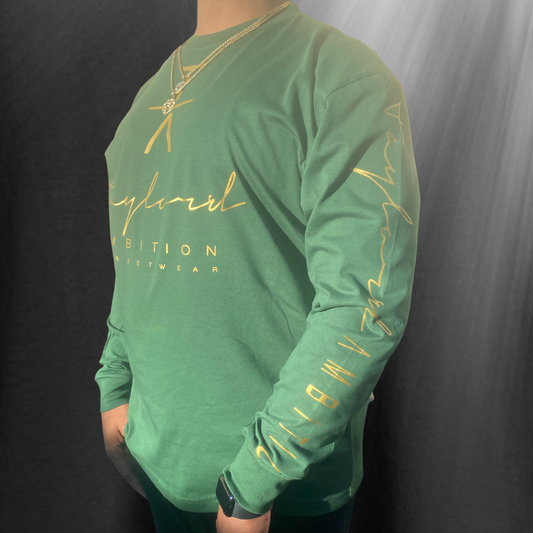 Men's Long Sleeve Shirt - Green and Gold