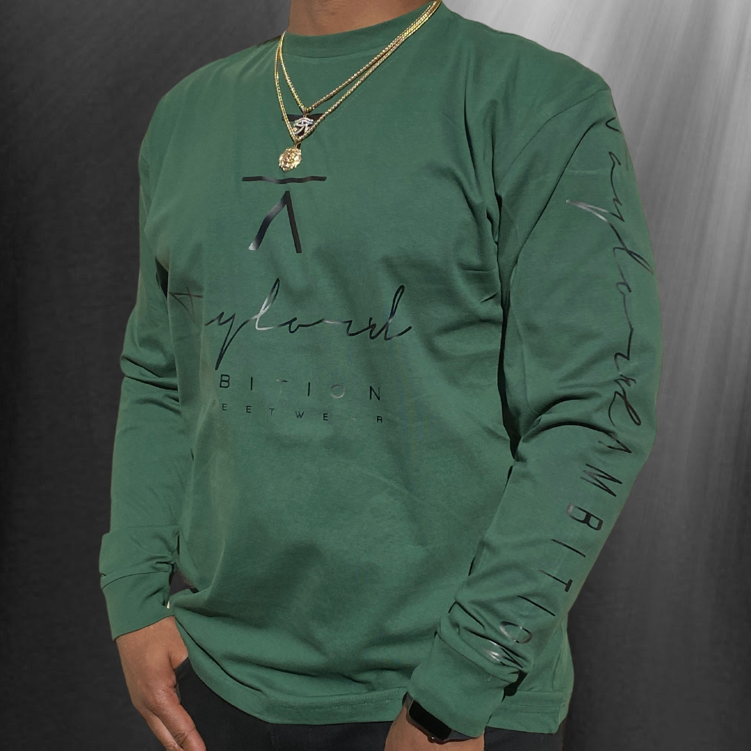 Men's Long Sleeve Shirt - Green and Black