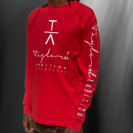 Men's Long Sleeve Shirt - Red and White